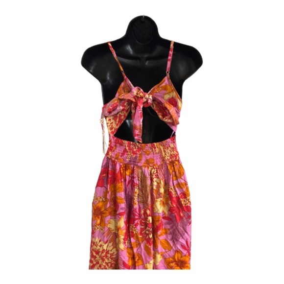 Jessica Simpson pink padded open tie back shaped waist halter maxi dress size XS - Picture 10 of 16